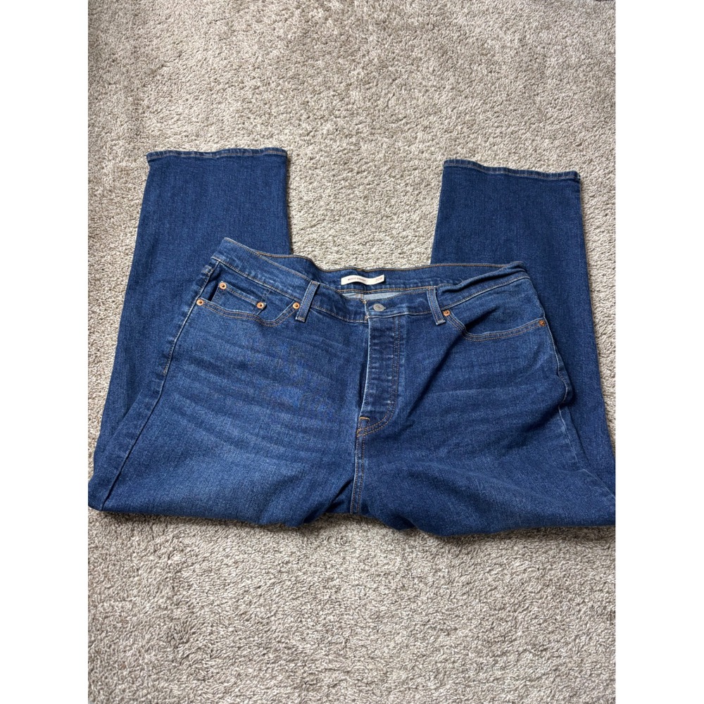 Levis Wedgie Straight Jeans 20W Dark Wash High Rise Denim Plus Size Blue